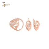 Conjunto de joyas de oro rosa con anillos y circonitas blancas de Marquesa de Marquesa