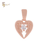 Подвеска Angel's Wing с сердцем из белого фианита и розового золота