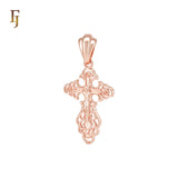 Russian Orthodox Crucifix Cross Rose Gold Religious Pendant