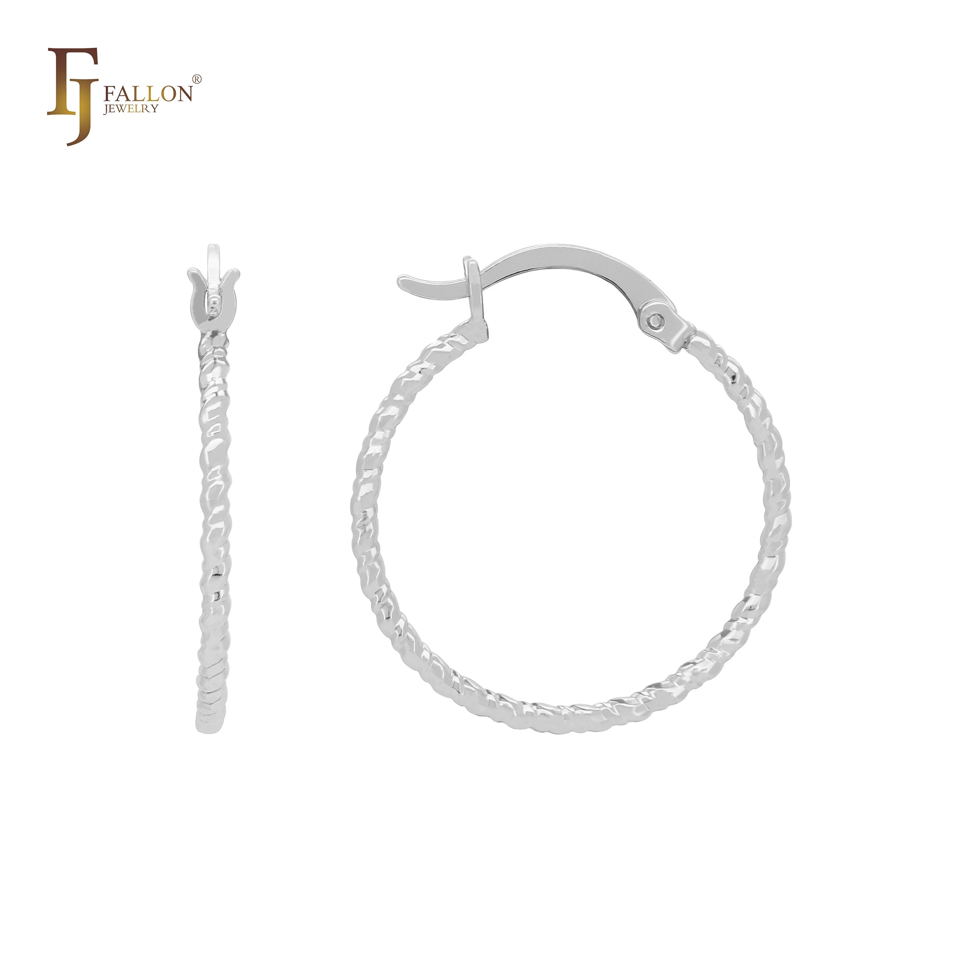 Серьги-кольца Rounded Alternative с веревочным узором 14K Gold, Rose Gold