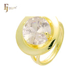 Широкие кольца-солитеры из 18-каратного золота, Жёлтое золото 585 пробы и покрытия из Красное золото 585 пробы