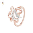 Dancing Flower butterfly of white CZs Rose Gold two tone Fashion Rings