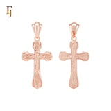 Rose Gold Orthodox Crucifix Russian Cross Pendant Religious
