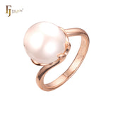 Кольца-солитер из 14-каратного золота с жемчугом и розовым золотом