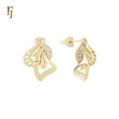 Ribbon of bell Paved white CZs 14K Gold Stud Earrings
