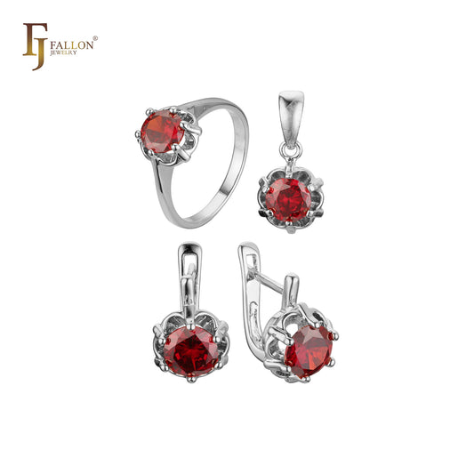 ソリティアビッグストーンジュエリーセット、14Kゴールド、ローズゴールドカラーメッキ