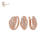 Conjunto de joyas de dos tonos en oro rosa de mil filas con anillos
