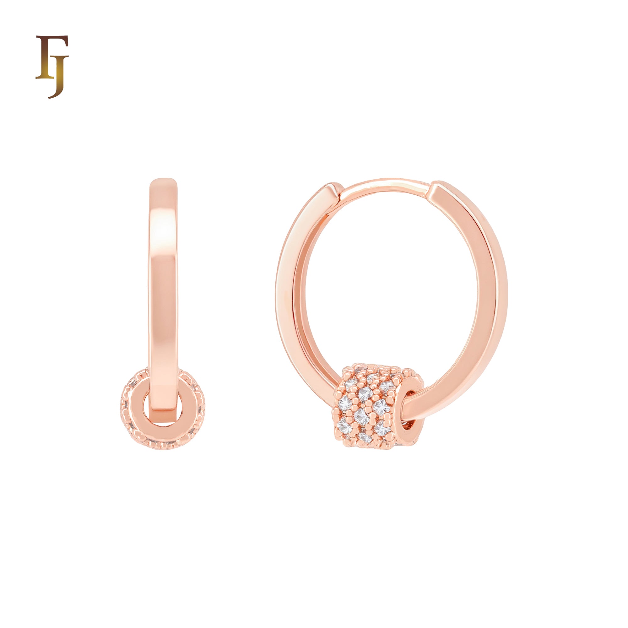 Pillar crossing Rose Gold Huggie Earrings