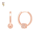 Pillar crossing Rose Gold Huggie Earrings