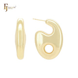 Hohle sechs geometrische glänzende Ohrstecker aus 14 Karat Gold, Roségold und Weißgold