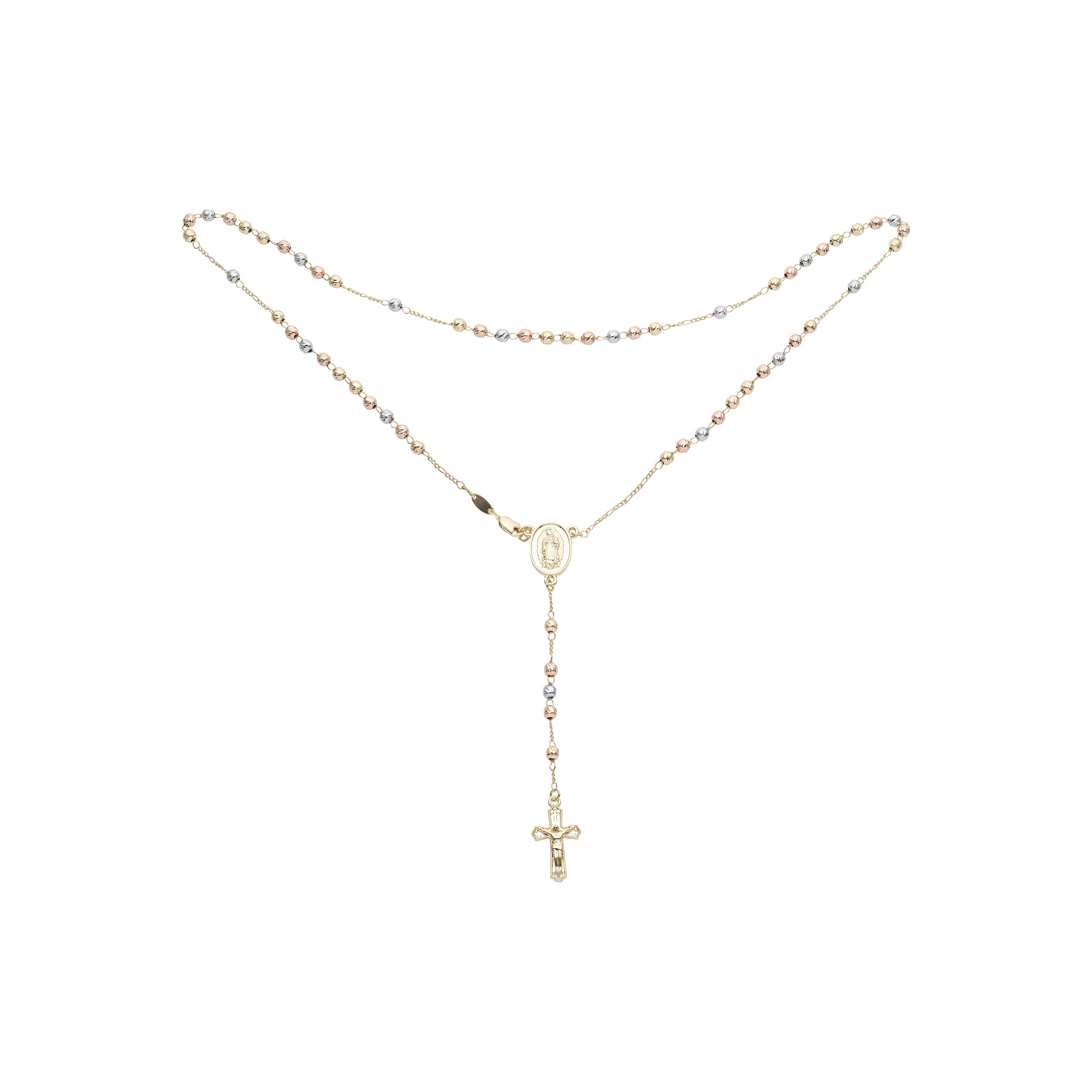 Collar Rosario Católico Virgen de Guadalupe Italiano bañado en Oro 18K, Oro 14K, Oro 14K bicolor