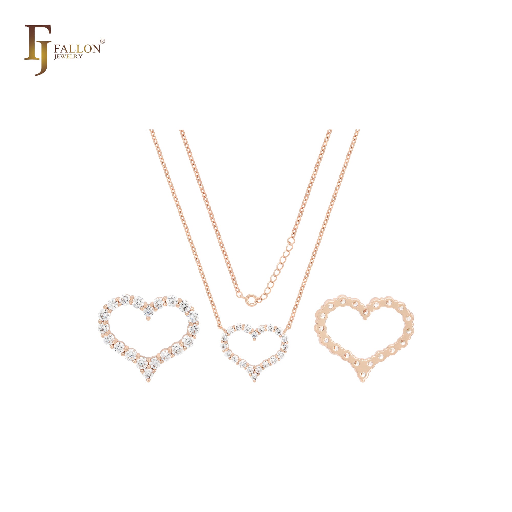 Collar de oro rosa con circonitas blancas en racimo de cobre ultra cálido