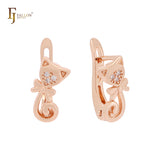 Серьги для детей Little Kitty с белыми фианитами и розовым золотом