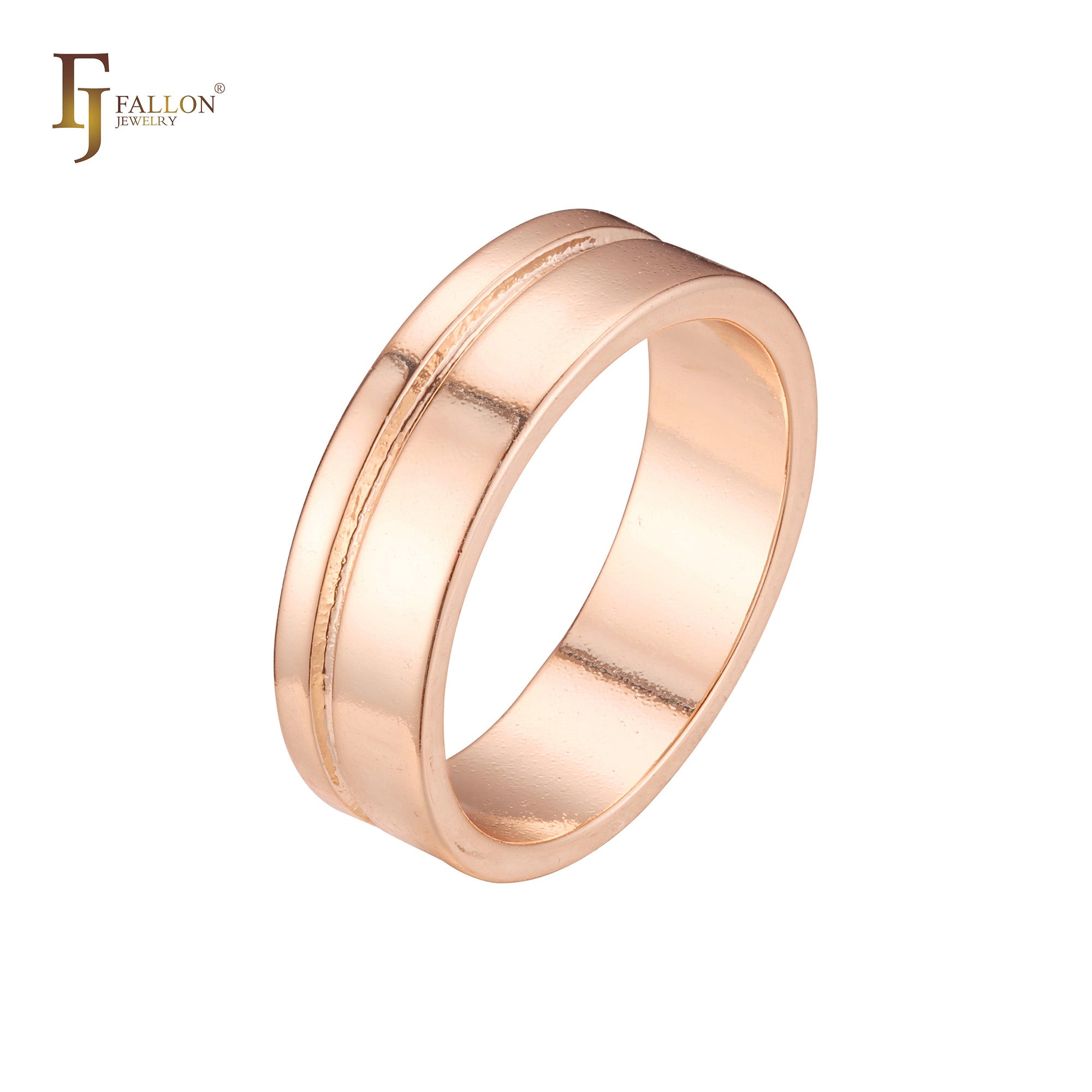Anillos de boda de doble banda en Oro 14K, colores con baño de oro rosa.