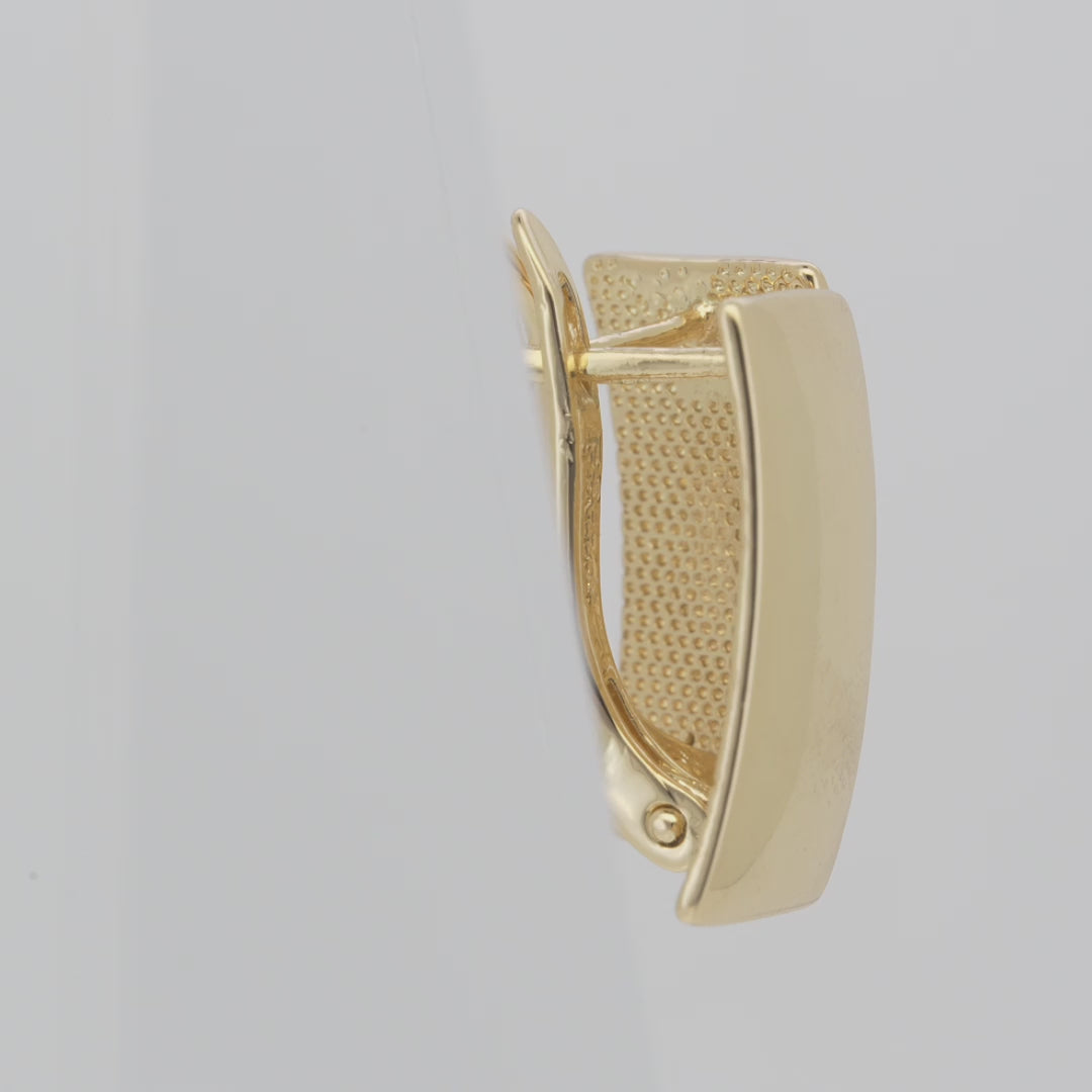 Escudo de Rufina - Pendientes cuadrados planos sencillos de oro rosa 585 y oro de 14 quilates de alta calidad de FJ Jewelry
