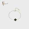Pulseras de tréboles negros bañados en Oro de 14K, colores Oro de 18K