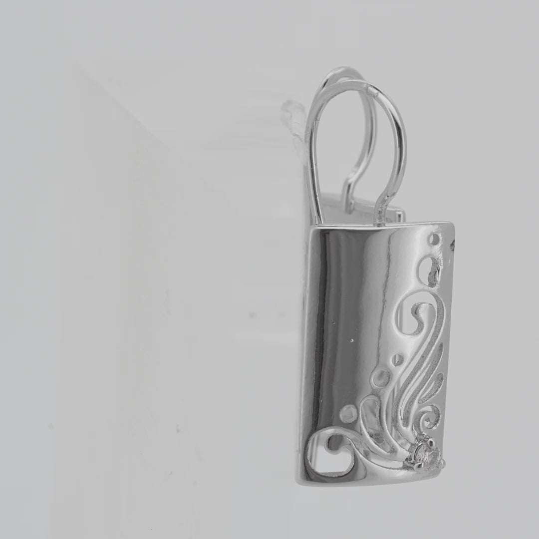 Pendientes gancho alambre mariposa ondas rectangulares en Oro de 14K, colores baño de Oro Rosa