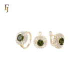 Halo cluster Colorful 14K Gold Jewelry Set with Rings