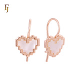 Mossaic heart design Rose Gold Colorful Wire Hook Earrings