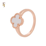 Minimalism Elegant Black or white Clover design Rose Gold  Fashion Rings