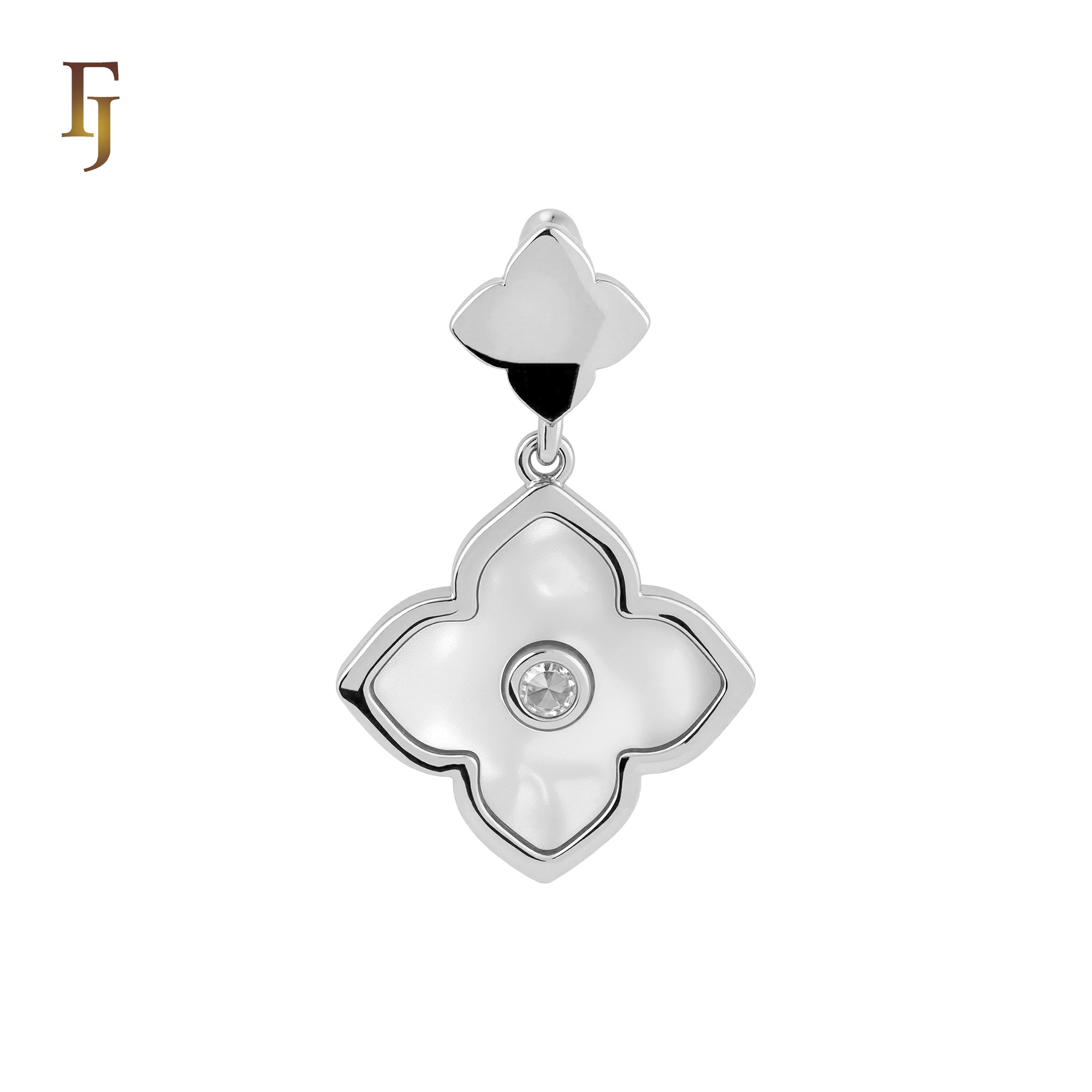Colorful Onyx Clover Flower Princess Rose Gold, White Gold Pendant