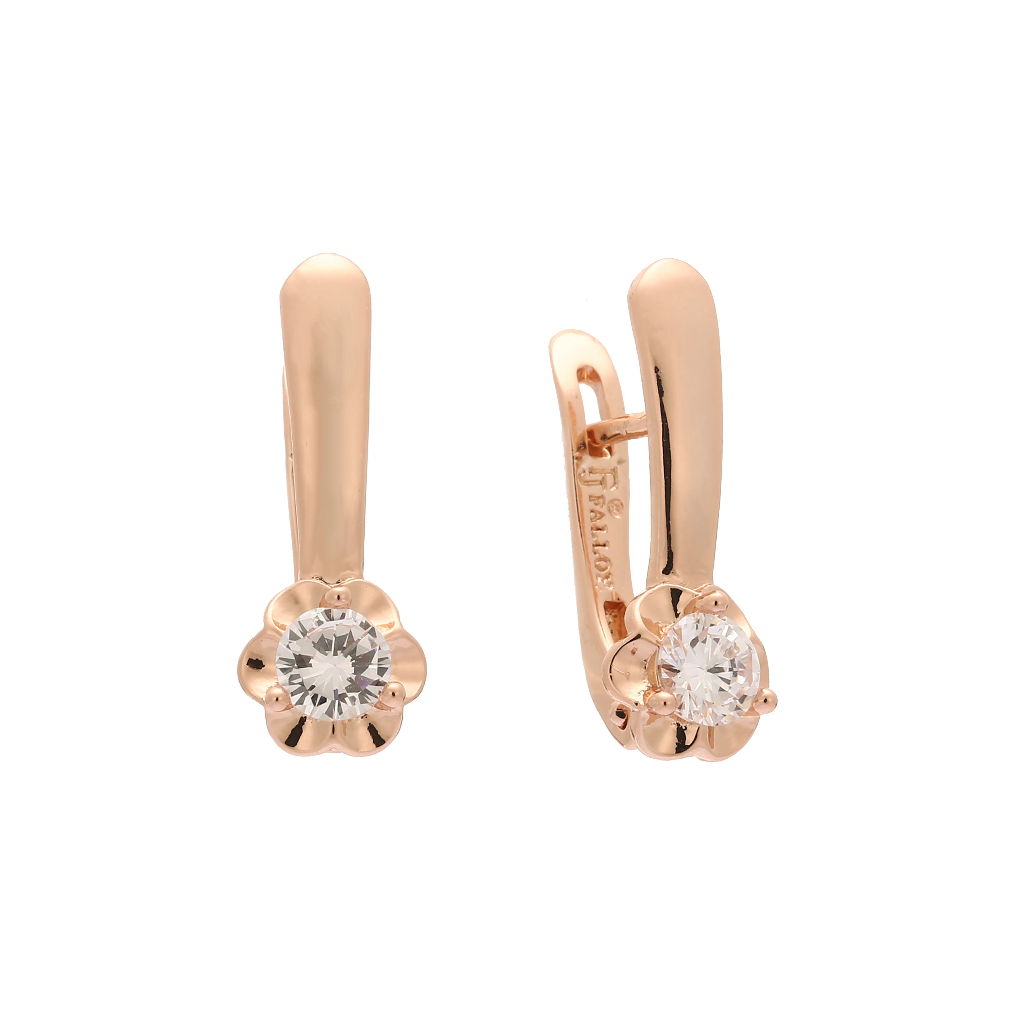 Brincos solitários em ouro 14K, cores banhadas a ouro rosa
