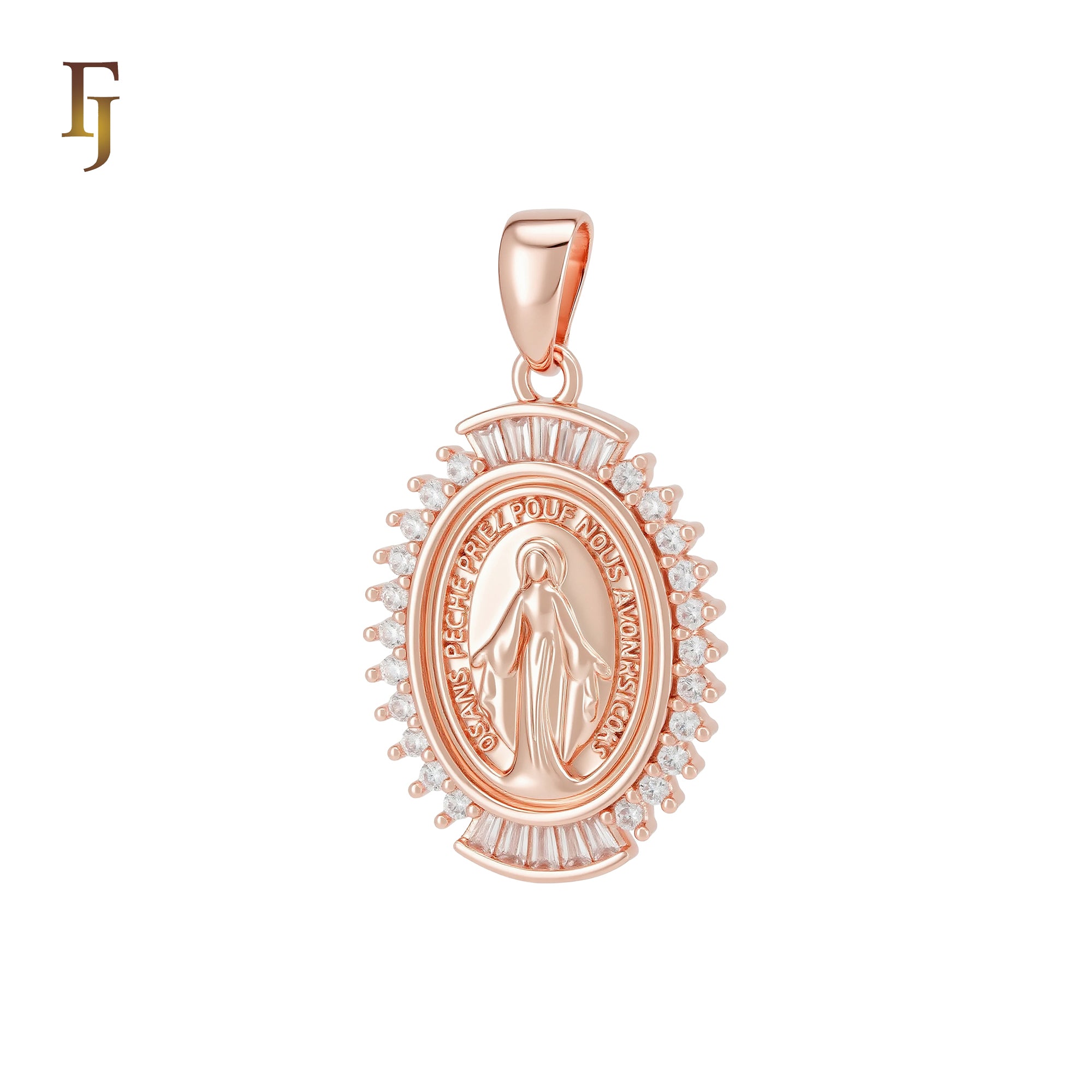 Christian Virgin Mary Portrait of white CZs Chr