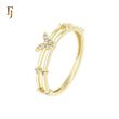 Double Band butterfly of white CZs 14K Gold Fashion Rings