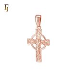 Russian Orthodox Crucifix Rose Gold Cross Pendant Religious