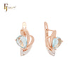 Элегантные двухцветные серьги-клипсы Solitare Lake Blue cz Blooming Rose Gold
