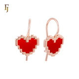 Mossaic heart design Rose Gold Colorful Wire Hook Earrings