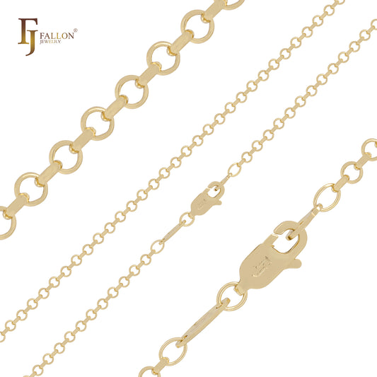 Cadena rolo clásica de eslabones ultrafinos en oro de 14 quilates, oro rosa y oro blanco.