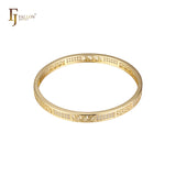Greek Key meander 14K Gold white Czs Bangle