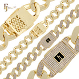 Pulseras de cadena de oro de 14 quilates con eslabones cubanos, anchos y compactos de cobre ultra grueso
