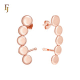 Rounded Circle disc cluster 14K Gold, Rose Gold Cuff Stud Earrings