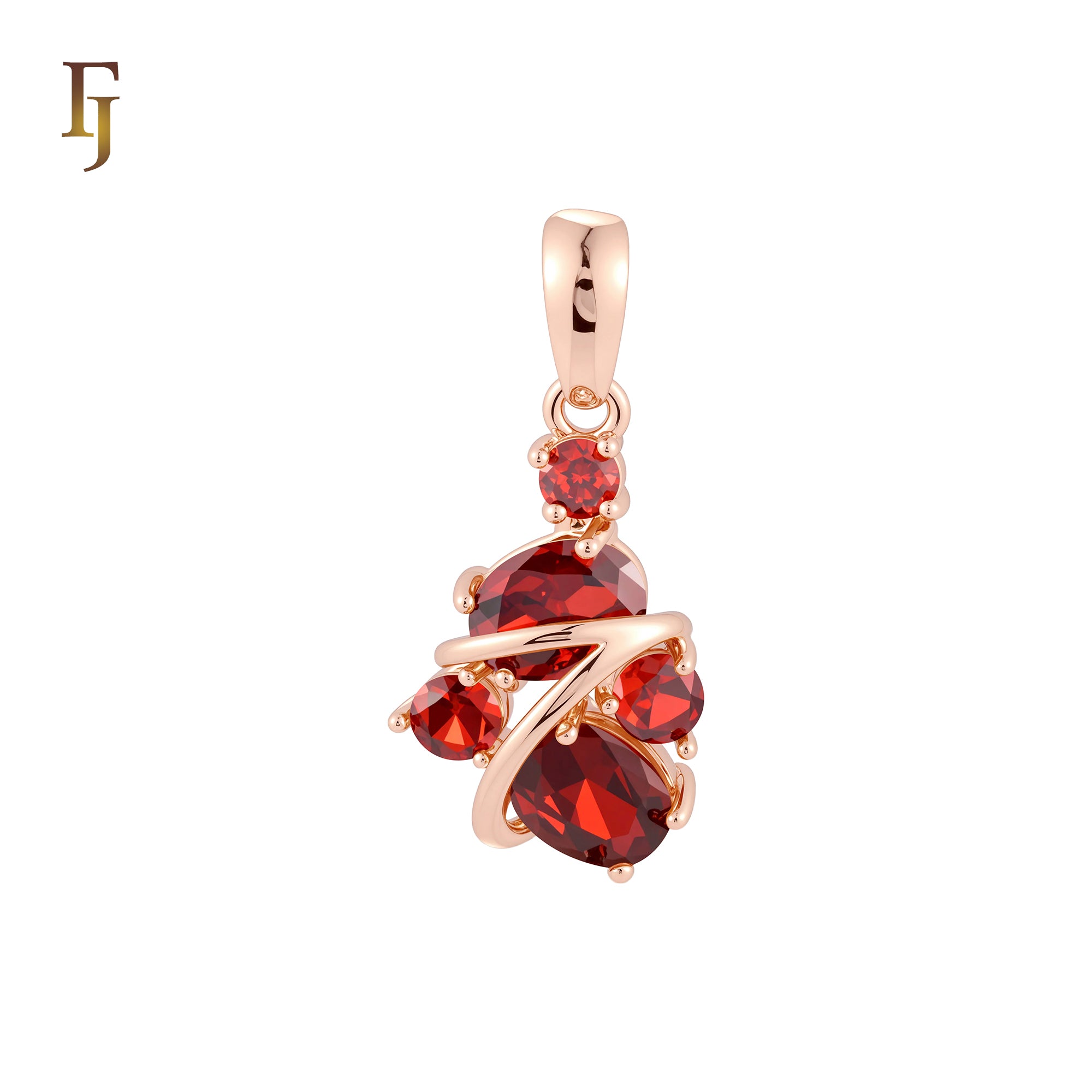 Colorful cluster CZs stones Rose Gold Pendant