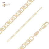 Pulseras de eslabones de lujo con hebillas mixtas de cuentas huecas de disco en oro de 14 quilates