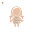 Cluster white CZs Rose Gold Pendant the Girl 9mm * 13.7mm by FJ Jewelry