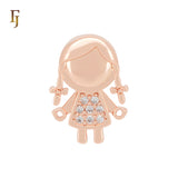 Cluster white CZs Rose Gold Pendant the Girl 9mm * 13.7mm by FJ Jewelry