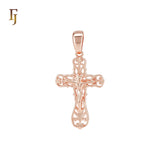 Russian Rose Gold Crucifix Cross Pendant Religious Catholic Orthdox