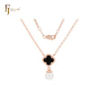 Collar de moda de perla con trébol de oro rosa blanco o negro