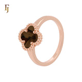 Minimalism Elegant Black or white Clover design Rose Gold  Fashion Rings