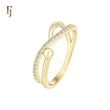 Bead and band paved white CZs 14K Gold Fashion Rings