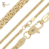 Compact Rounded C link 14K Gold, Rose Gold Side Hammered spiga Wheat chains