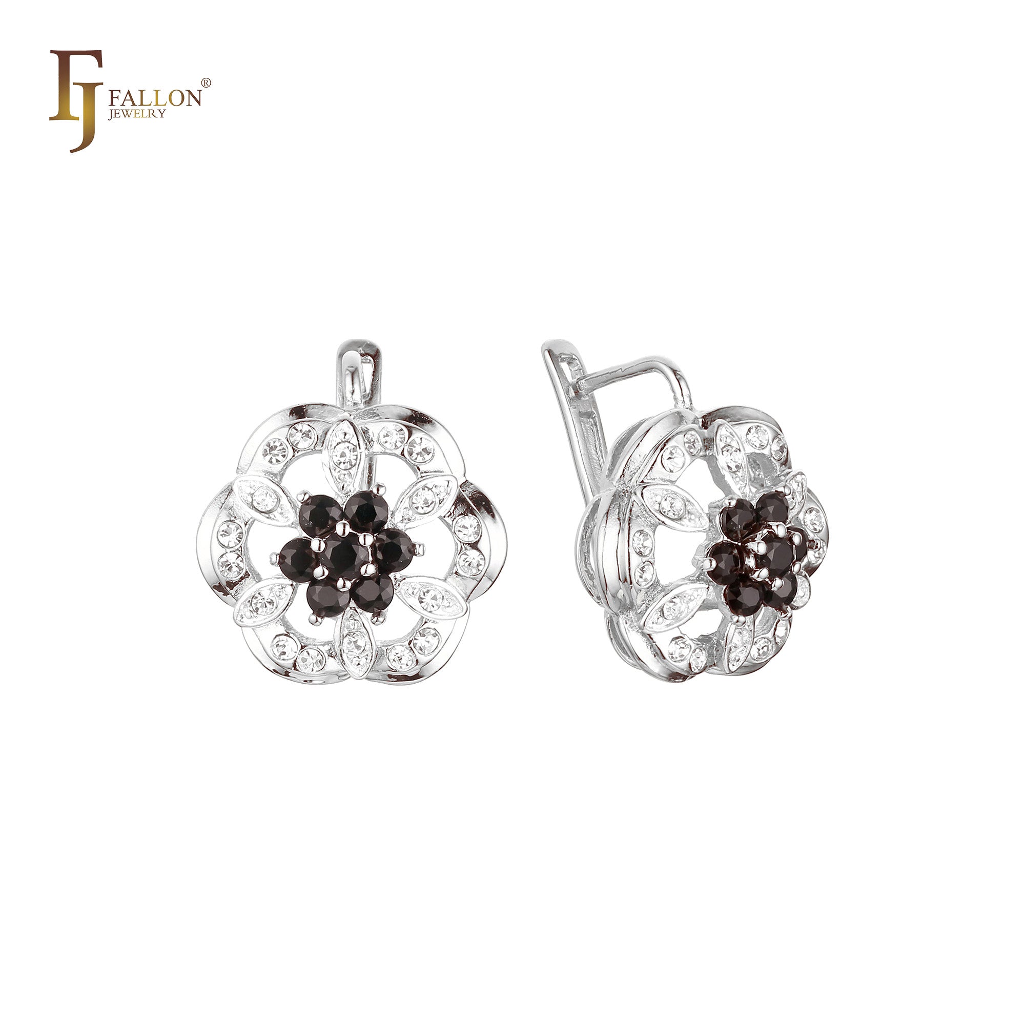 Pendientes Cluster CZ Oro rosa bicolor