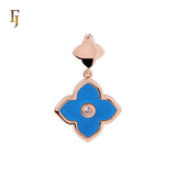 Colorful Onyx Clover Flower Princess Rose Gold, White Gold Pendant