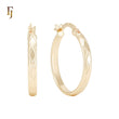 Rhombus texture 14K Gold Hoop Earrings