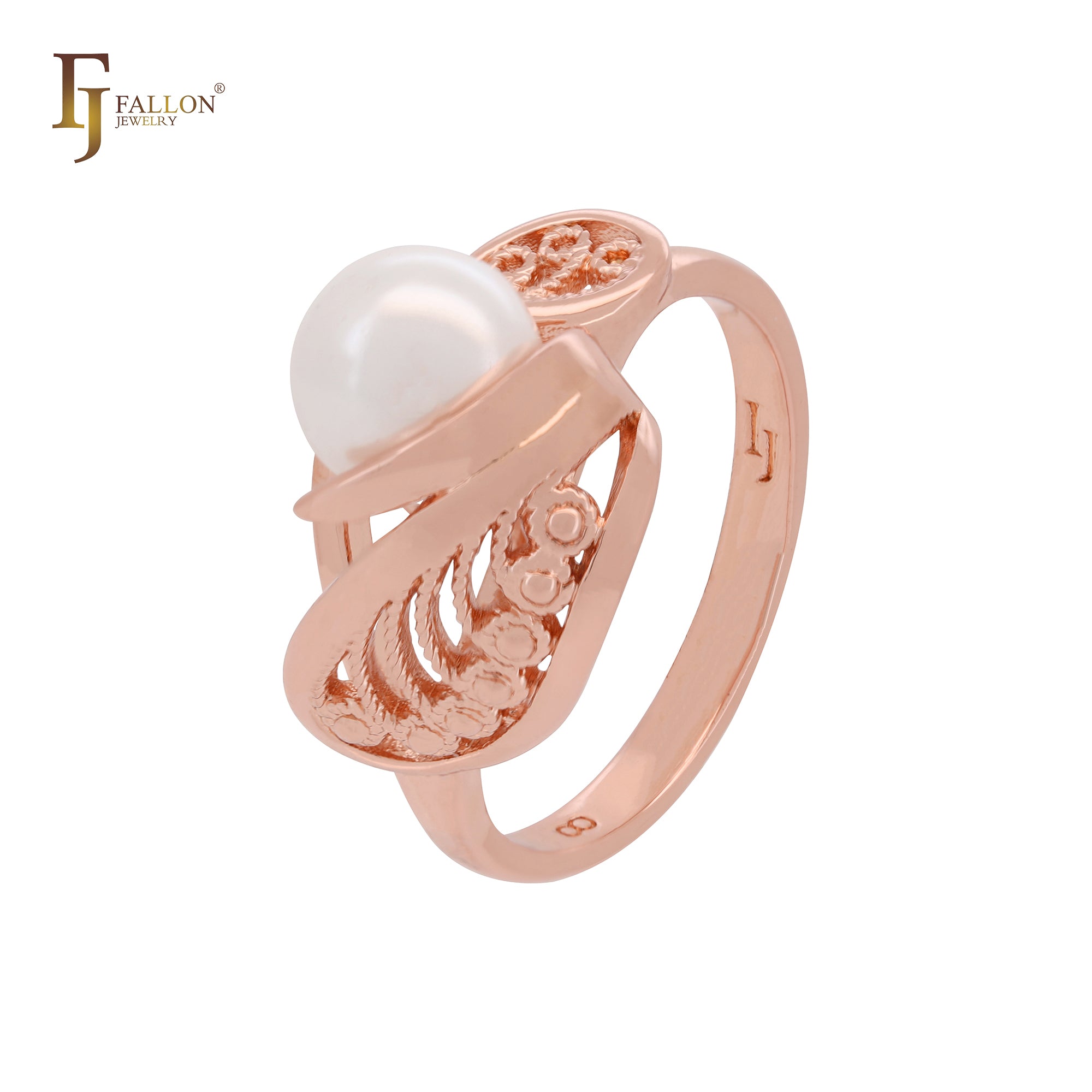 Серьги-клипсы из розового золота с филигранным жемчугом