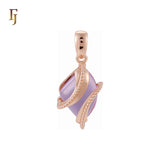 Double Ribbons clawed elegant Solitaire Colorful CZ Rose Gold Pendant