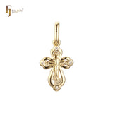 Orthodox Cross budded pendant in Rose Gold two tone, White Gold plating colors